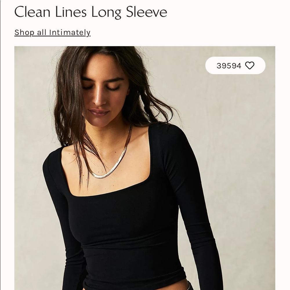 Free People Clean Lines Black Longsleeve M/L NWT